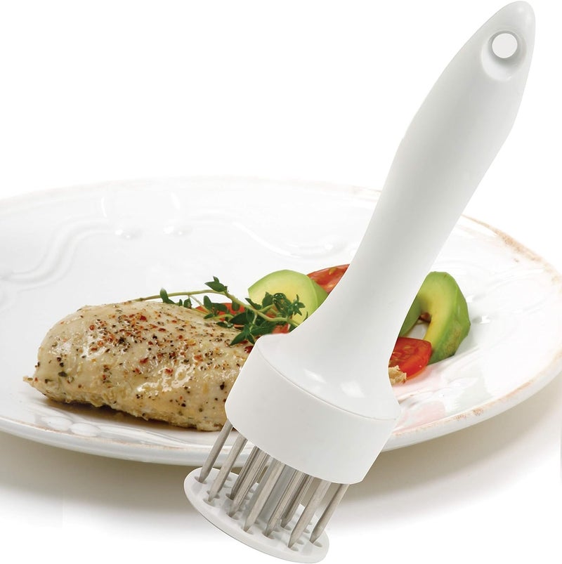 Clovis Meat Tenderizer Tool with Ultra Sharp Stainless Steel Needle Blades Profession Kitchen Gadgets Jacquard for Tenderizing and Cooking BBQ, Marinade, Steak, Beef, and Poultry (White 1 pcs) - Image 3