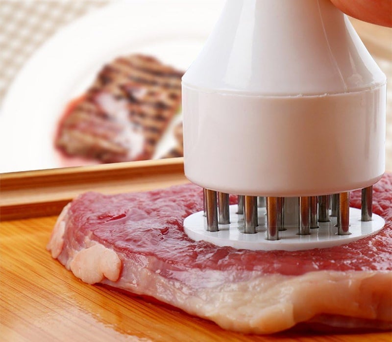 Clovis Meat Tenderizer Tool with Ultra Sharp Stainless Steel Needle Blades Profession Kitchen Gadgets Jacquard for Tenderizing and Cooking BBQ, Marinade, Steak, Beef, and Poultry (White 1 pcs) - Image 2