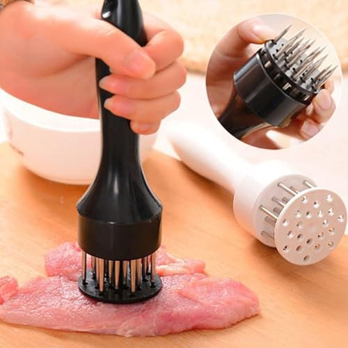 Clovis Meat Tenderizer Tool with Ultra Sharp Stainless Steel Needle Blades Profession Kitchen Gadgets Jacquard for Tenderizing and Cooking BBQ, Marinade, Steak, Beef, and Poultry (White 1 pcs) - Image 5