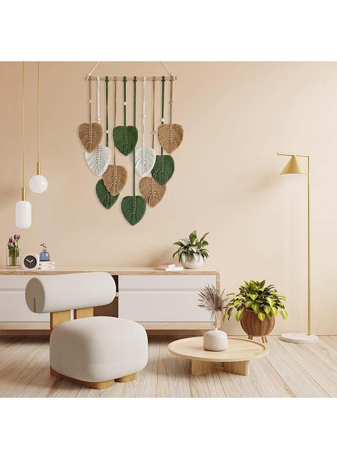 انتيكيانو ريشة مكرمية للتعليق على الحائط بتصميم اوراق شجر بوهو مصنوع يدويا 42cm*55cm - Image 1