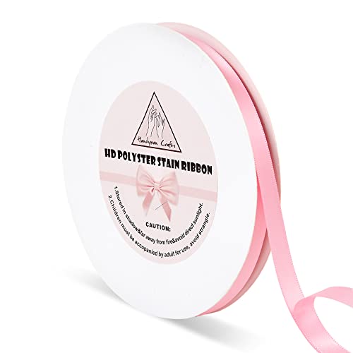 Handyman Crafts 3/8" Pink Double Faced Satin Ribbons 50 Yards HD Polyester Stain Ribbon,for Wedding Gift Wrapping, Florist,Flowers,Arts and Crafts,Balloons,Holidays,Christmas,Birthdays,Bow Making - Image 1