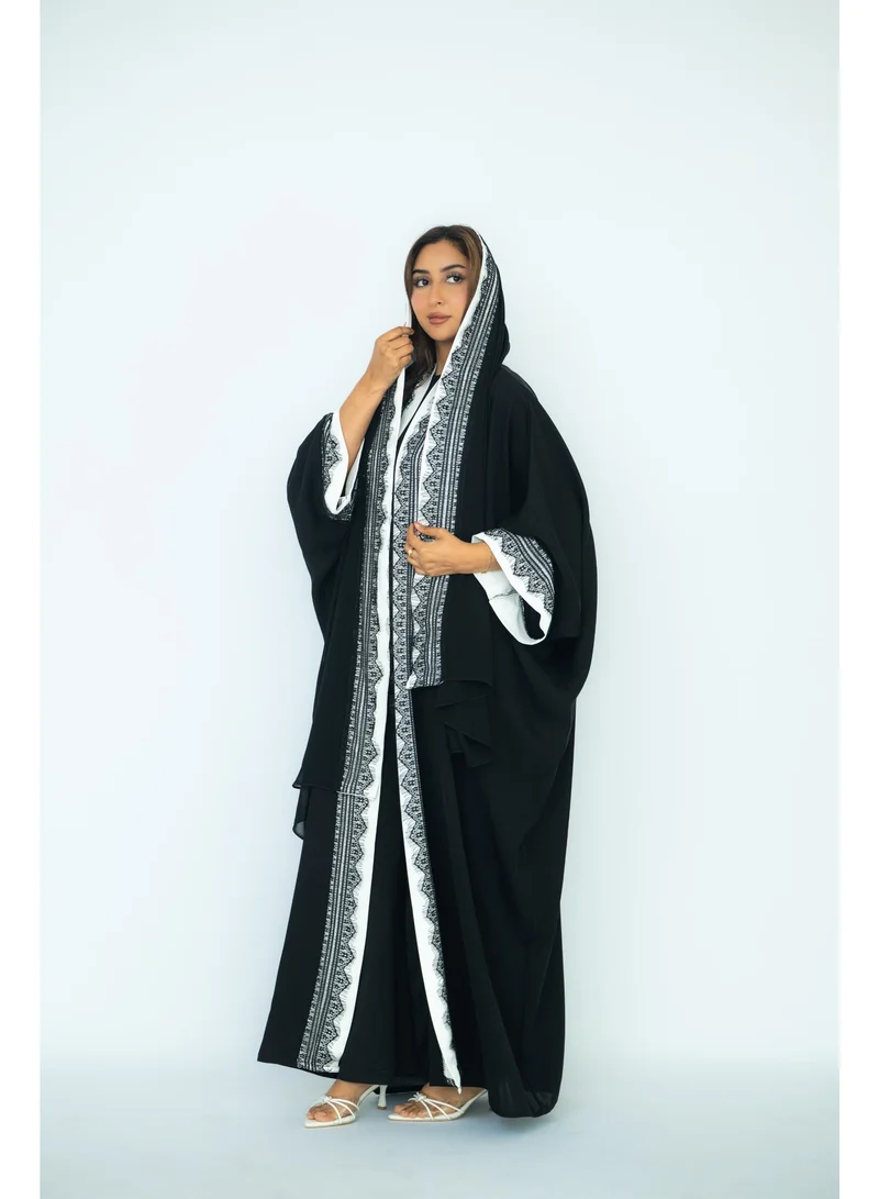 via abaya Internet Fabric with Lace Trim Abaya