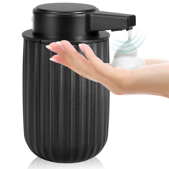AUTOMATIC SOAP DISPENSER FOAMING TOUCHLESS 9OZ PLASTIC BLACK RECHARGEABLE ELECTRIC SMART AUTO FOAM SOAP DISPENSER BATHROOM KITCHEN HAND DISH LOTION