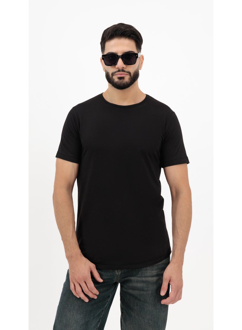 Vasl Hub VaslHub Plain T-Shirts for Men – Cotton Crew Neck Regular Fit – Pack of 2 – Black and White - Image 3