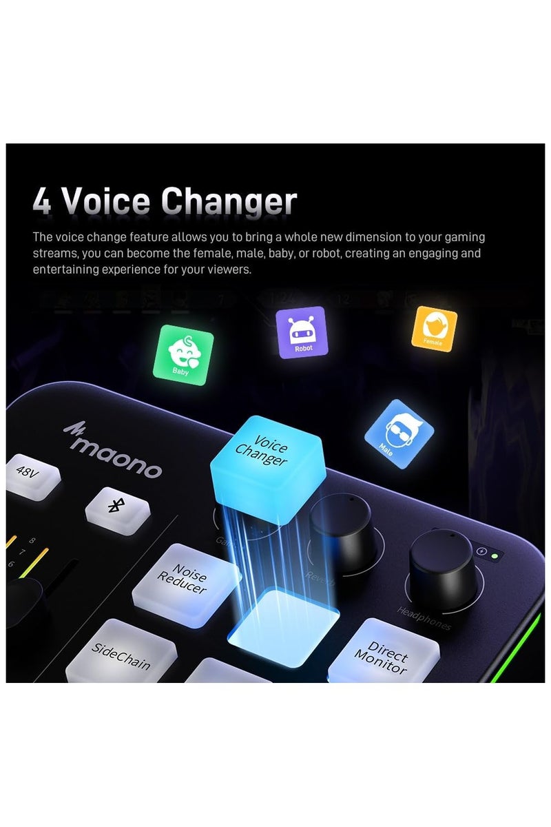 MAONO Caster G1 NEO Audio Mixer/Interface for Game Streamers – USB Plug & Play Sound Card with Voice Effects & Noise Reduction - Image 3