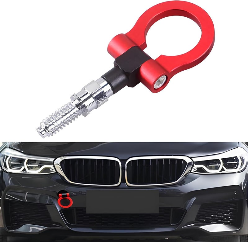 AAKICHI Universal Car Front Tow Hook Screw-on Heavy Aluminum 16mm Tow Hook Front Rear Racing Style for Car's & SUV's (Red) - Image 1
