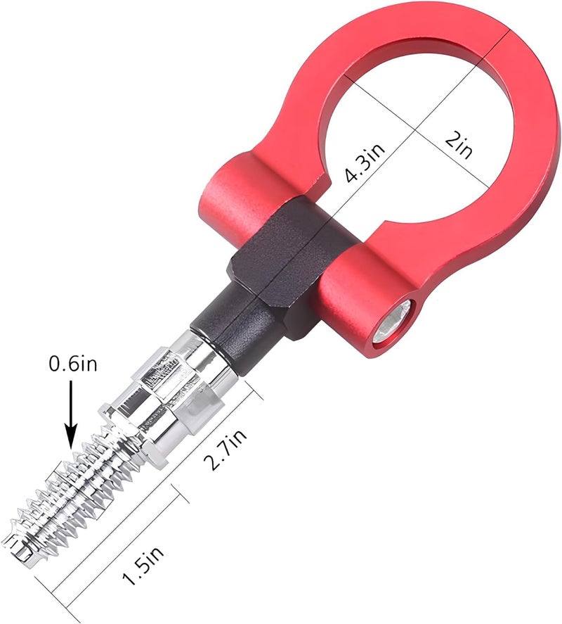 AAKICHI Universal Car Front Tow Hook Screw-on Heavy Aluminum 16mm Tow Hook Front Rear Racing Style for Car's & SUV's (Red) - Image 2