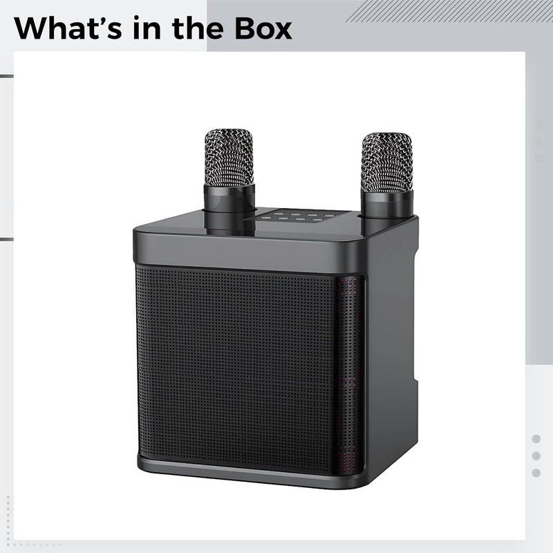 Narrow & wide space compatible Bosreroy Portable Wireless Karaoke Speaker with 2 Microphones, Compact Design for Home Or Outdoor Parties Matte anti slip finish - Image 5