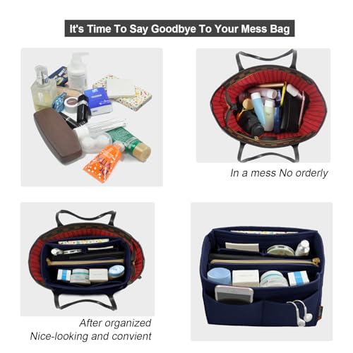 OMYSTYLE Navy X-Large Organizer Insert, Felt Tote Bag Organizer Insert with 5 Sizes, Handbag Dividers for Inside Purse, Compatible with Longchamp, Neverful, Speedy and More - Image 4