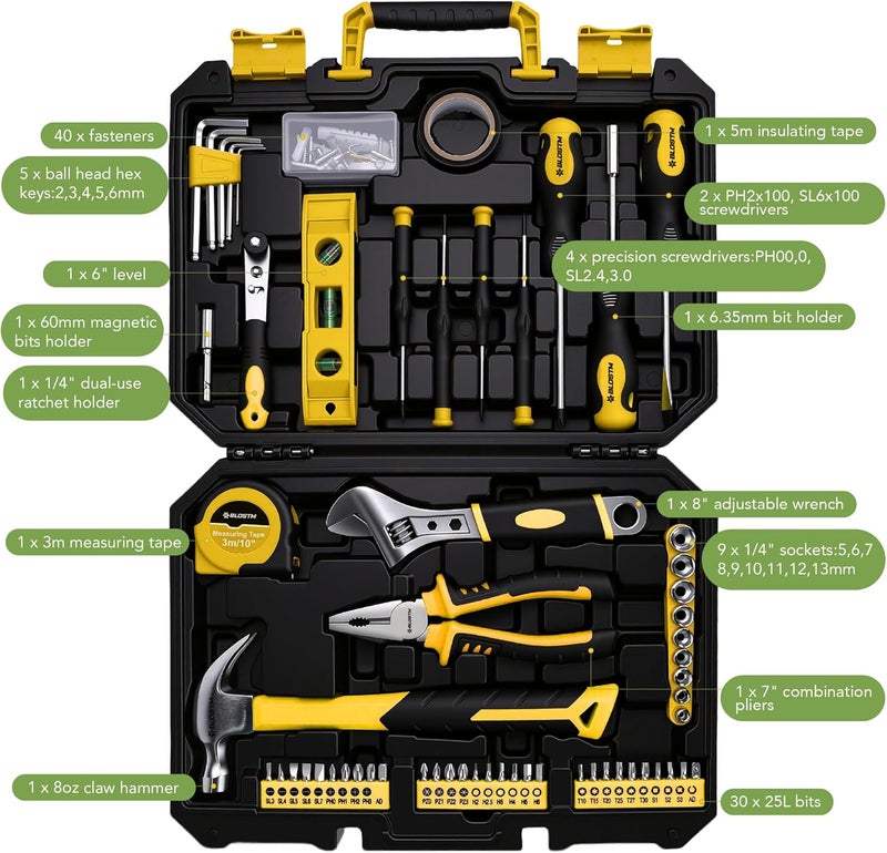 BLOSTM 100 Piece Tool Kit - Essential Hand Tools for DIY Projects and Household Repairs - Image 3