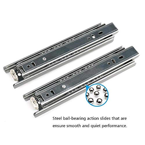 URBEST Drawer Slides, URBEST 8 Inch Full Extension 3 Section Ball Bearing Side Mounted Drawer Slider for Cabinet Kitchen (8-Inch) - Image 3