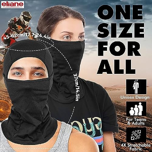 Eliane Unisex Balaclava Full Face Mask Summer Bike Rider Ninja Neck & Head Bandana Scarf Mesh Air Filter Sweat Absorbing Anti Pollution UV Rays Sun Dust Wind (Black) - Image 3