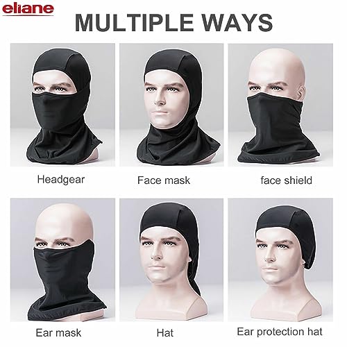 Eliane Unisex Balaclava Full Face Mask Summer Bike Rider Ninja Neck & Head Bandana Scarf Mesh Air Filter Sweat Absorbing Anti Pollution UV Rays Sun Dust Wind (Black) - Image 5