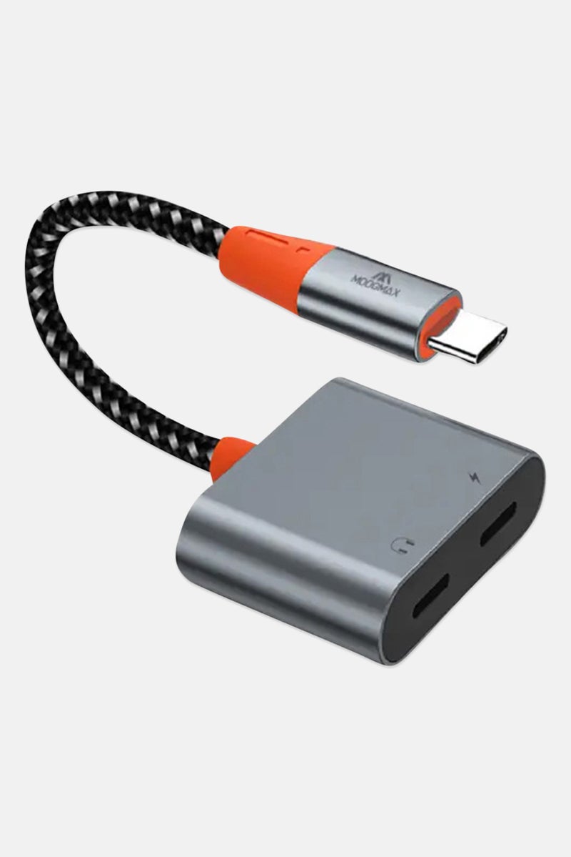MOOGMAX 2 in 1 MX-AD006 Type C USB-C Adapter Cable, Grey