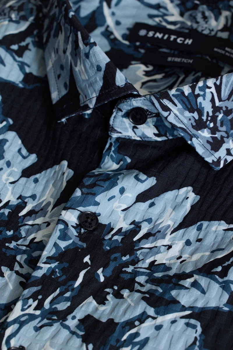 SNITCH Black Floral Slim Fit Shirt