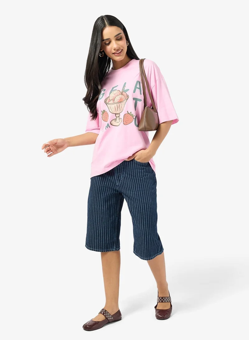 Ginger Cotton Oversize Travel Graphic T-shirt