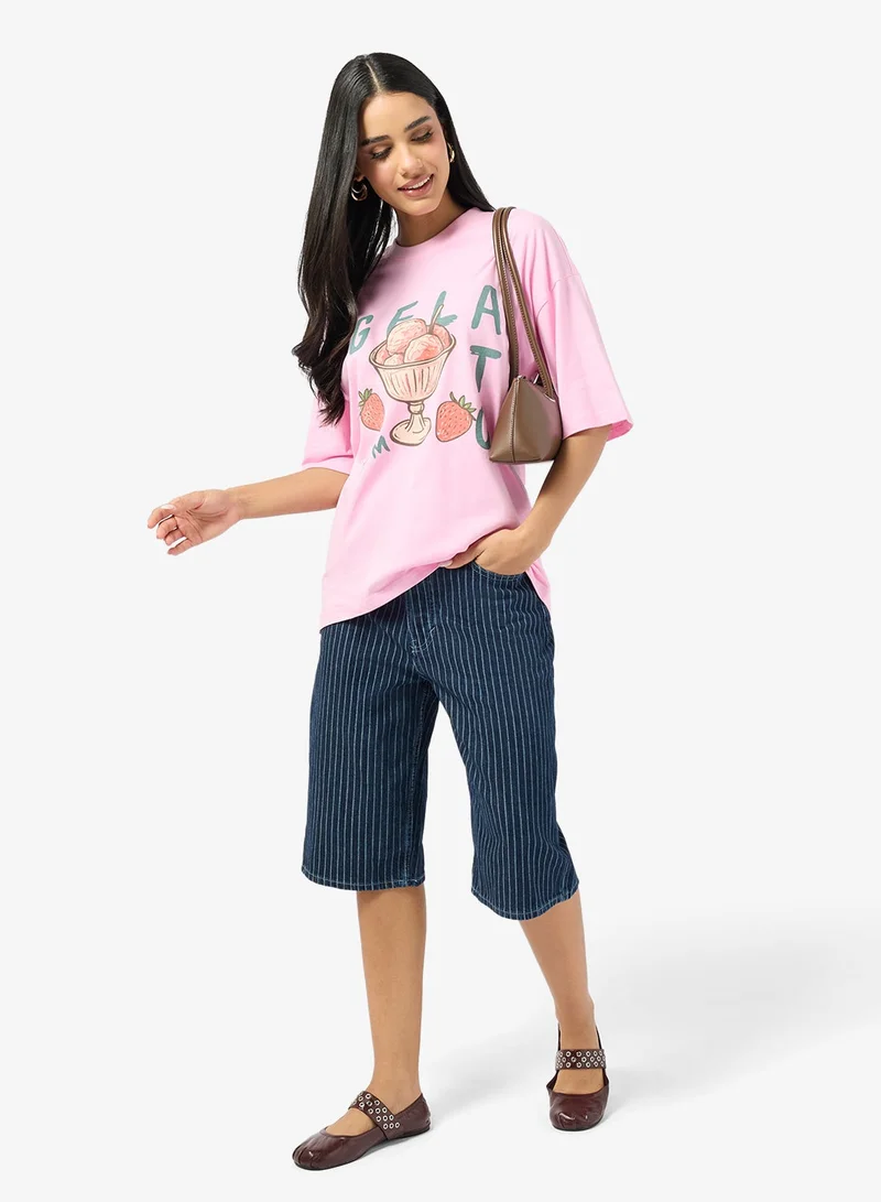 Ginger  Cotton Oversize Travel Graphic T-shirt for Women | Best Price UAE