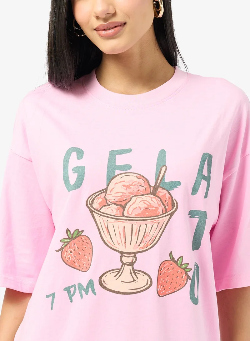 Ginger  Cotton Oversize Travel Graphic T-shirt for Women | Best Price UAE