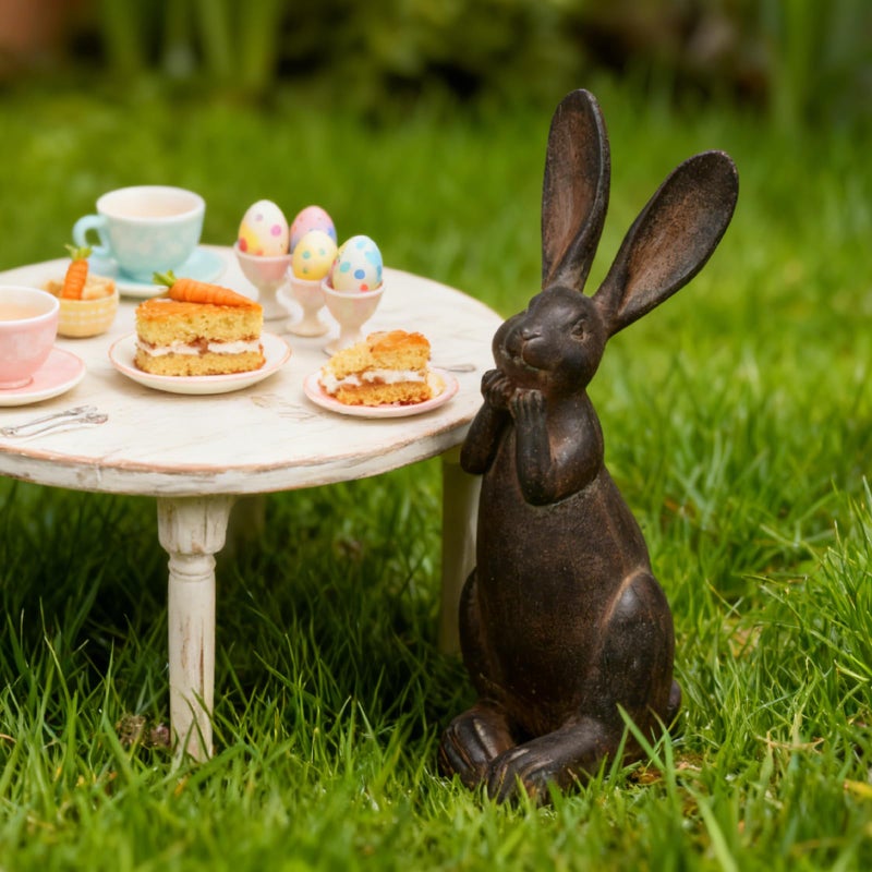 DiliComing Bunny Decor Resin Animals Statue - Garden Decorations Garden Decor for Outside Cute Cheeky Bunny Figurine Statues for Home Decor Outdoor Decor for Porch 5 Ã— 4 Ã— 11 Inch - Image 4