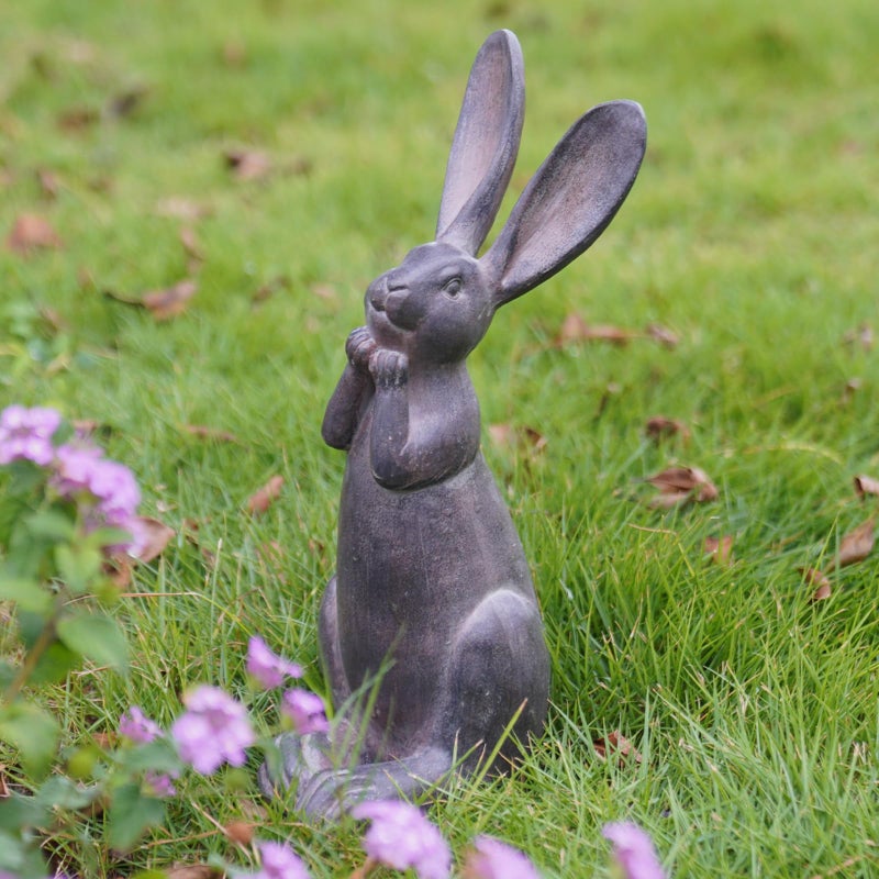 DiliComing Bunny Decor Resin Animals Statue - Garden Decorations Garden Decor for Outside Cute Cheeky Bunny Figurine Statues for Home Decor Outdoor Decor for Porch 5 Ã— 4 Ã— 11 Inch - Image 1