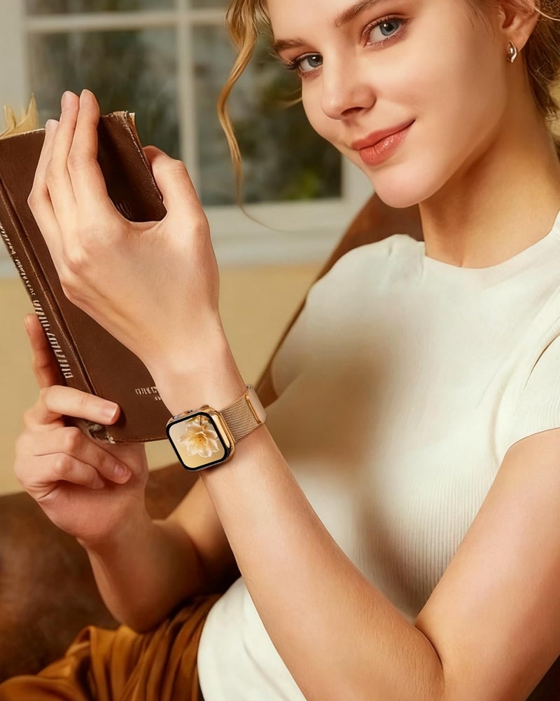 BandSmith Waterproof Stainless Steel Milanese Band with Case Compatible for Apple Watch (Rose Gold, 40mm-Series 6 5 4 SE) - Image 5