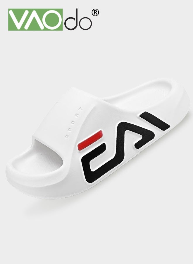 VAOdo Men's Pillow Slippers, Non-slip and Lightweight Cloud Slides, Soft EVA Open Toes Shower Shoes, Quick Dry Bath Slipper for Indoor and Outdoor White - Image 1