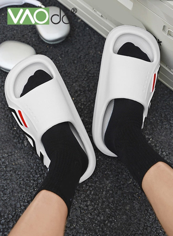 VAOdo Men's Pillow Slippers, Non-slip and Lightweight Cloud Slides, Soft EVA Open Toes Shower Shoes, Quick Dry Bath Slipper for Indoor and Outdoor White - Image 2