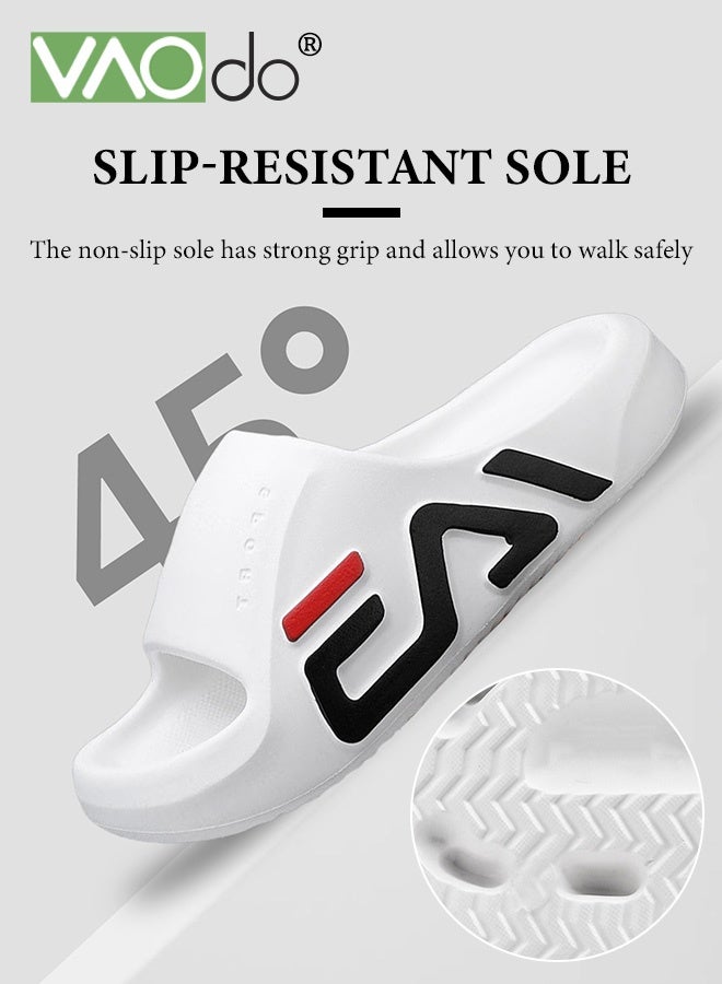 VAOdo Men's Pillow Slippers, Non-slip and Lightweight Cloud Slides, Soft EVA Open Toes Shower Shoes, Quick Dry Bath Slipper for Indoor and Outdoor White - Image 3