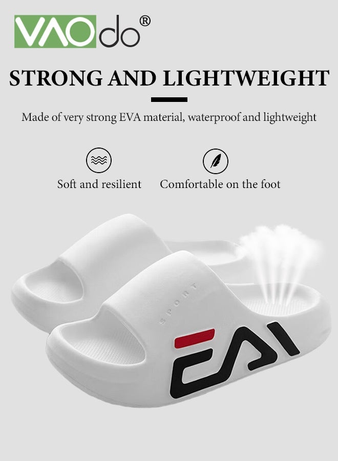 VAOdo Men's Pillow Slippers, Non-slip and Lightweight Cloud Slides, Soft EVA Open Toes Shower Shoes, Quick Dry Bath Slipper for Indoor and Outdoor White - Image 5