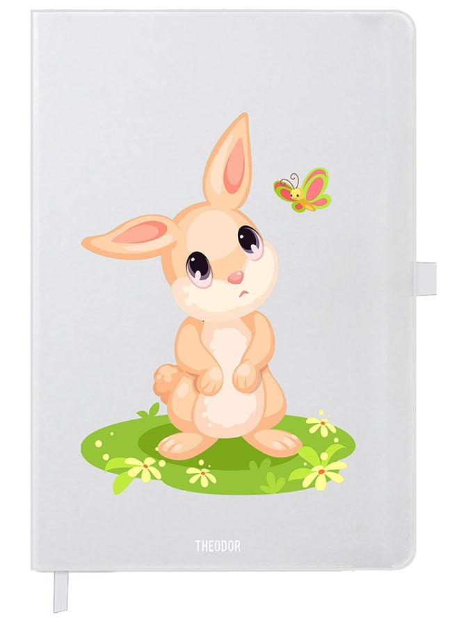 Theodor Designer A5 Thick White Hardcover Notebook Sad Rabbit - Image 1
