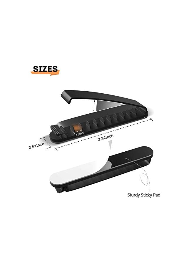 KASTWAVE Cable Clips, 3 Pack Cord Organizer Charger Cable Management for Organizing Home Office Desk Phone Car Cable Wire, Self Adhesive Cord Holders (Black) - Image 2