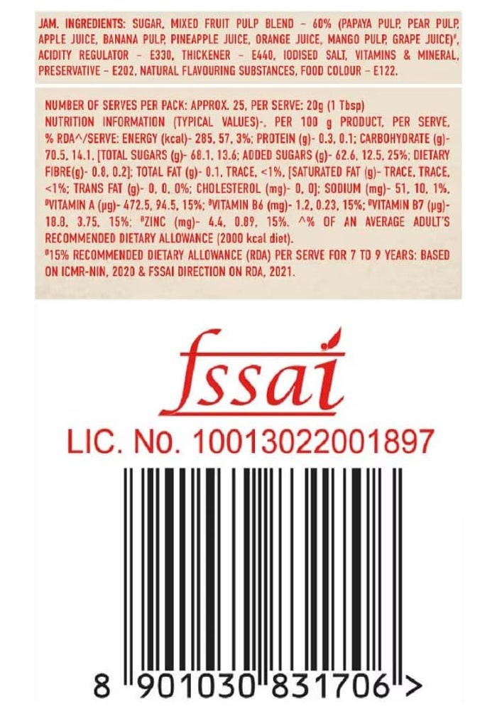 Kissan Mixed Fruit Jam - 500g Jar - Image 3