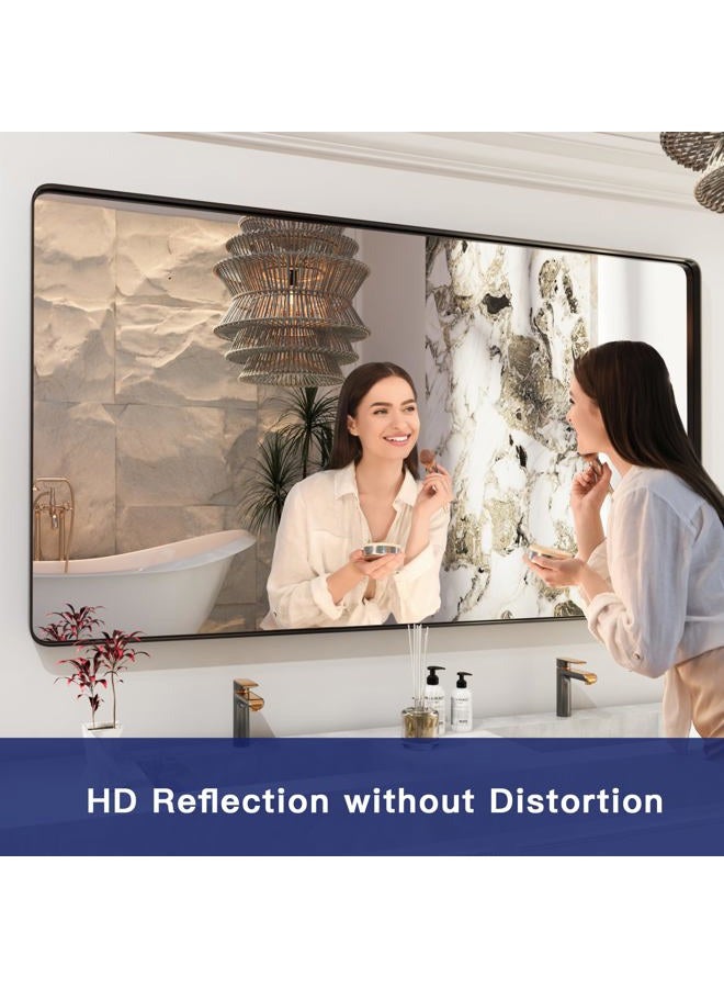 ISKM 60x30 Inch Black Framed Mirrors for Bathroom Vanity Mirror for Wall Decorative Rectangular Anti-Rust Tempered Glass (Horizontal/Vertical) - Image 2