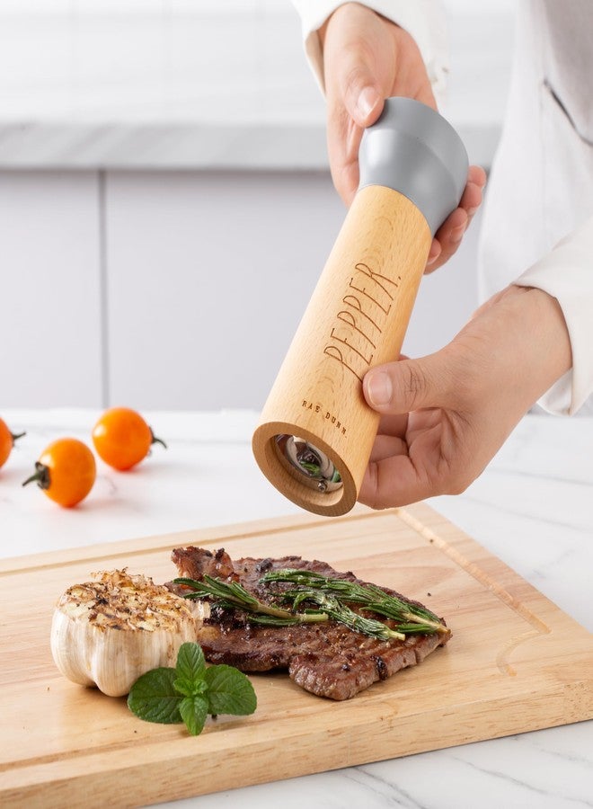Rae Dunn Salt and Pepper Grinder Set of 2 - Bamboo Sea Salt Pepper Grinder - Classy Salt and Pepper Shakers - Pepper Mill & Salt Mill, Gray - Image 5