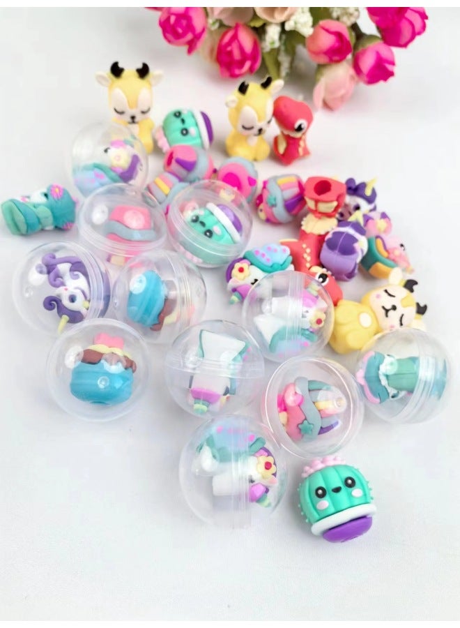 Twisted Egg Stationery Blind Box Cartoon 2 Yuan Twisted Egg Game Machine Doll Funny Twisted Egg Surprise Gift Ball Gift 32m-Color:. Transparent Twisted Egg Pen Cap - Image 1
