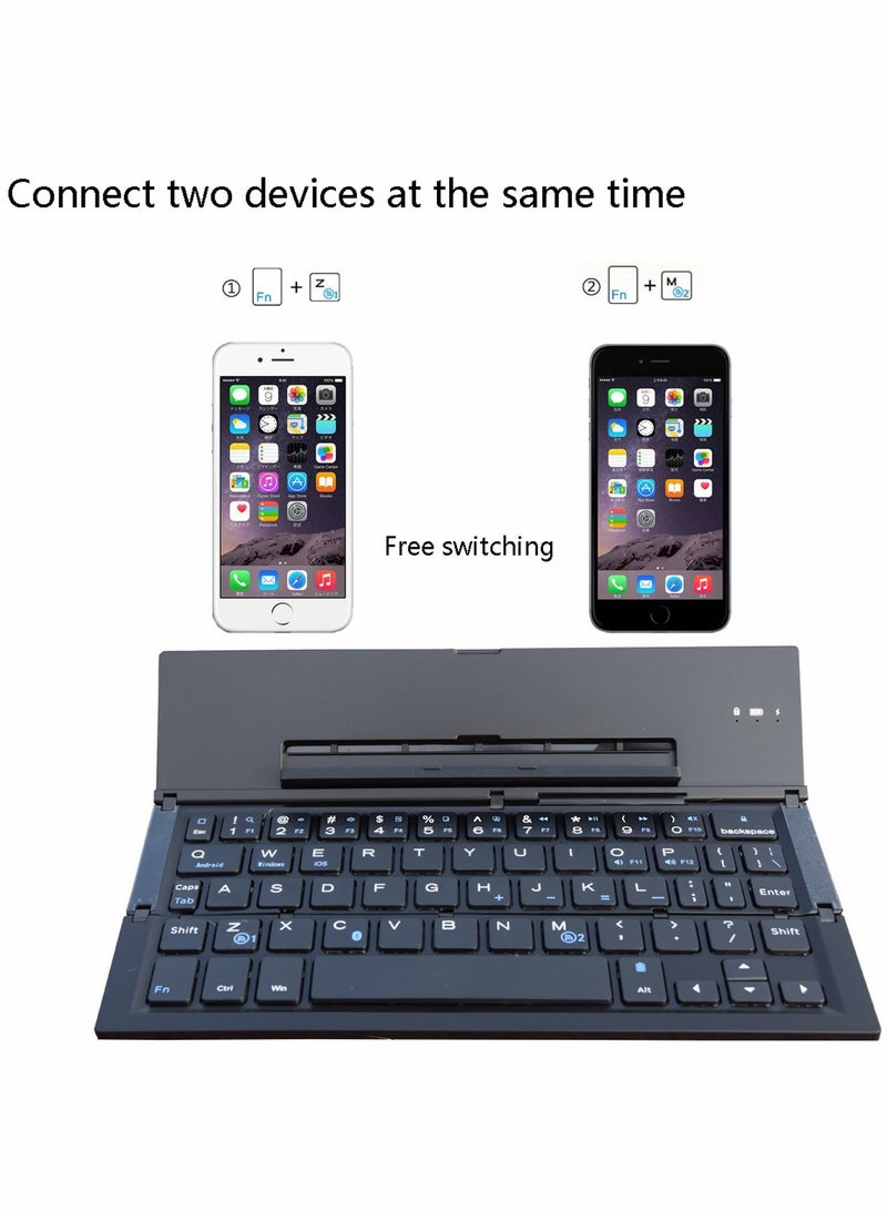 Excefore Foldable Keyboard Folding Bluetooth Keyboard, Portable Aluminum Alloy Housing, for iPad, iPhone, Android Devices, and Windows Tablets, Laptops Smartphones - Image 3