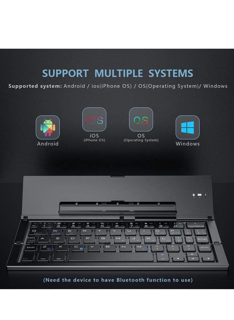 Excefore Foldable Keyboard Folding Bluetooth Keyboard, Portable Aluminum Alloy Housing, for iPad, iPhone, Android Devices, and Windows Tablets, Laptops Smartphones - Image 2