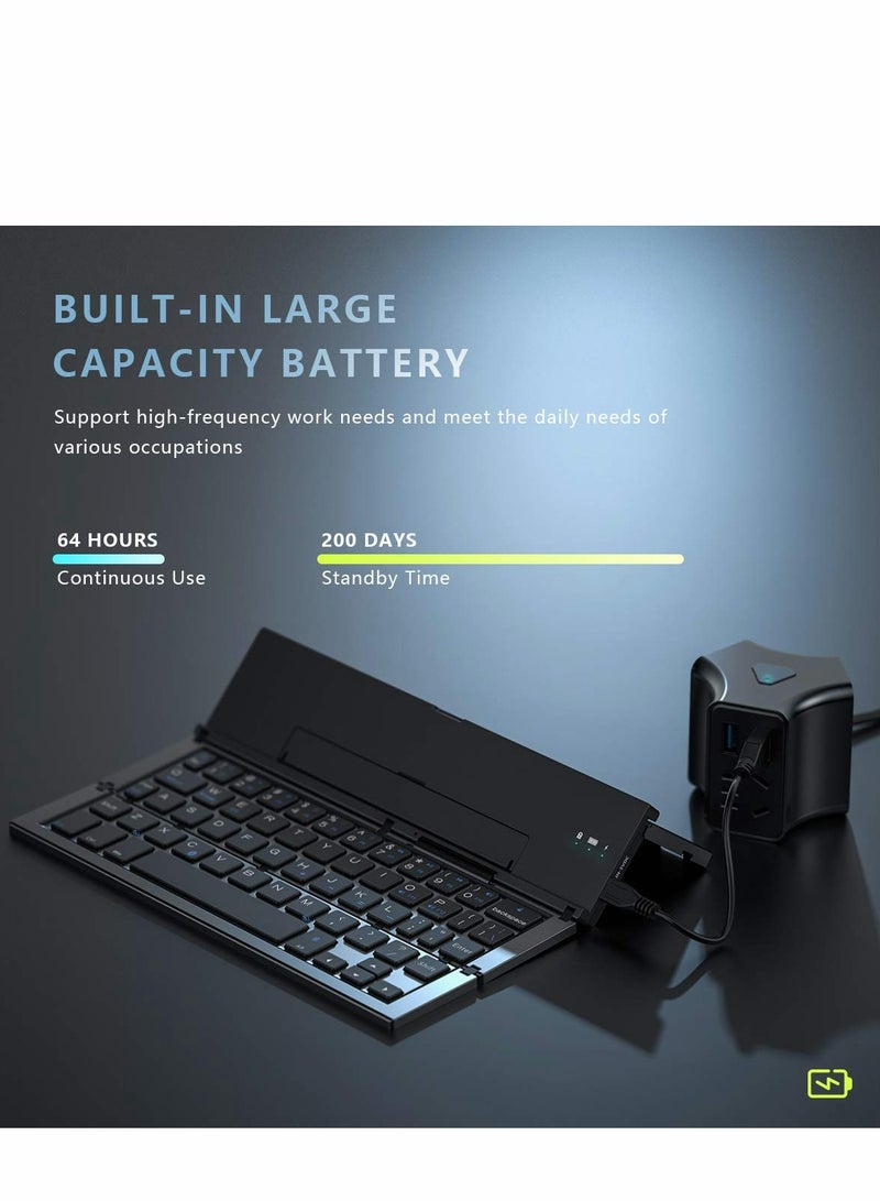 Excefore Foldable Keyboard Folding Bluetooth Keyboard, Portable Aluminum Alloy Housing, for iPad, iPhone, Android Devices, and Windows Tablets, Laptops Smartphones - Image 5