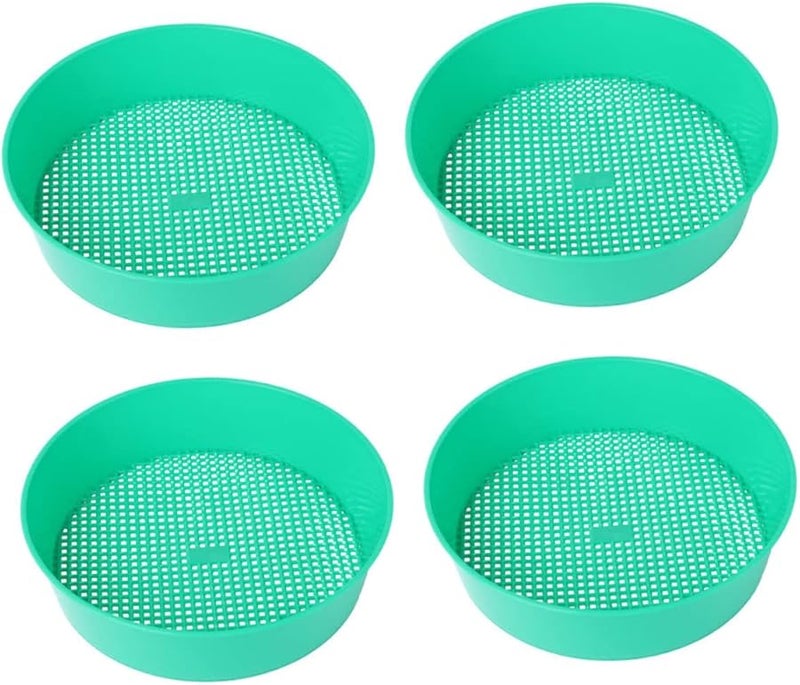 VICASKY 4 Pcs Plastic Soil Sifting Pan Fine Mesh Lightweight for Gardening Potting - Image 1
