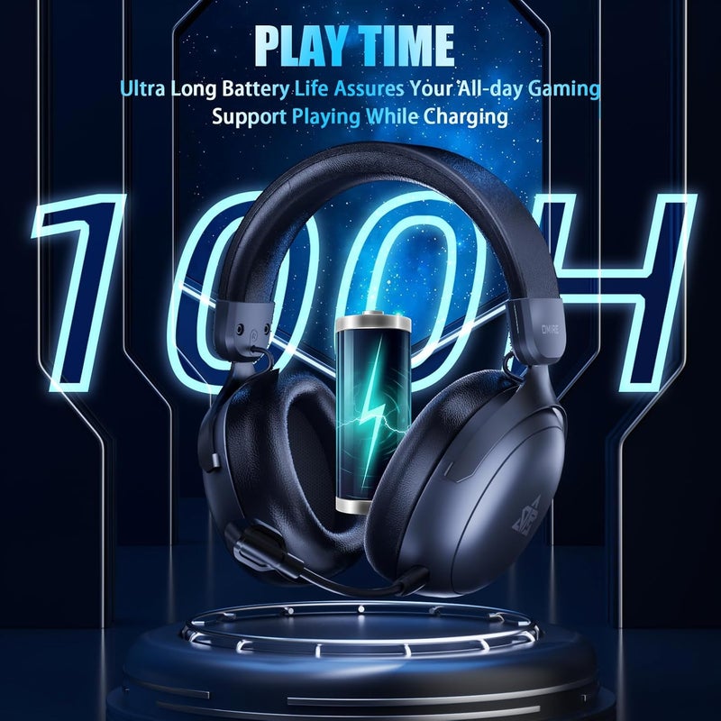 OMIRE RB-D9 Wireless Gaming Headset 7.1 Surround Sound Compatible with PS5,PC,PS4,Phone,Switch,Gaming Headphones,Noise Canceling Mic 2.4Ghz USB Computer Headset Bluetooth 5.4,Low Latency For FPS Games - Image 4