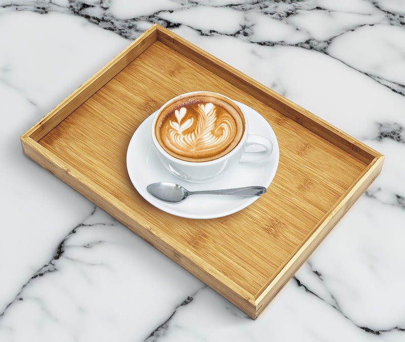 Bamboo Bam & Boo - Natural Bamboo Serving Tray Modern Rectangular - for Food  Drinks  Decor  Vanity in Home  Kitchen  Bathroom  Coffee Table  Bed(Medium  13  x 9"" x 1.2"") - Image 2