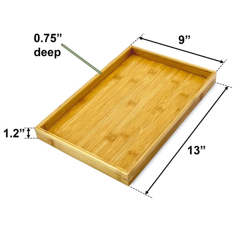 Bamboo Bam & Boo - Natural Bamboo Serving Tray Modern Rectangular - for Food  Drinks  Decor  Vanity in Home  Kitchen  Bathroom  Coffee Table  Bed(Medium  13  x 9"" x 1.2"") - Image 5