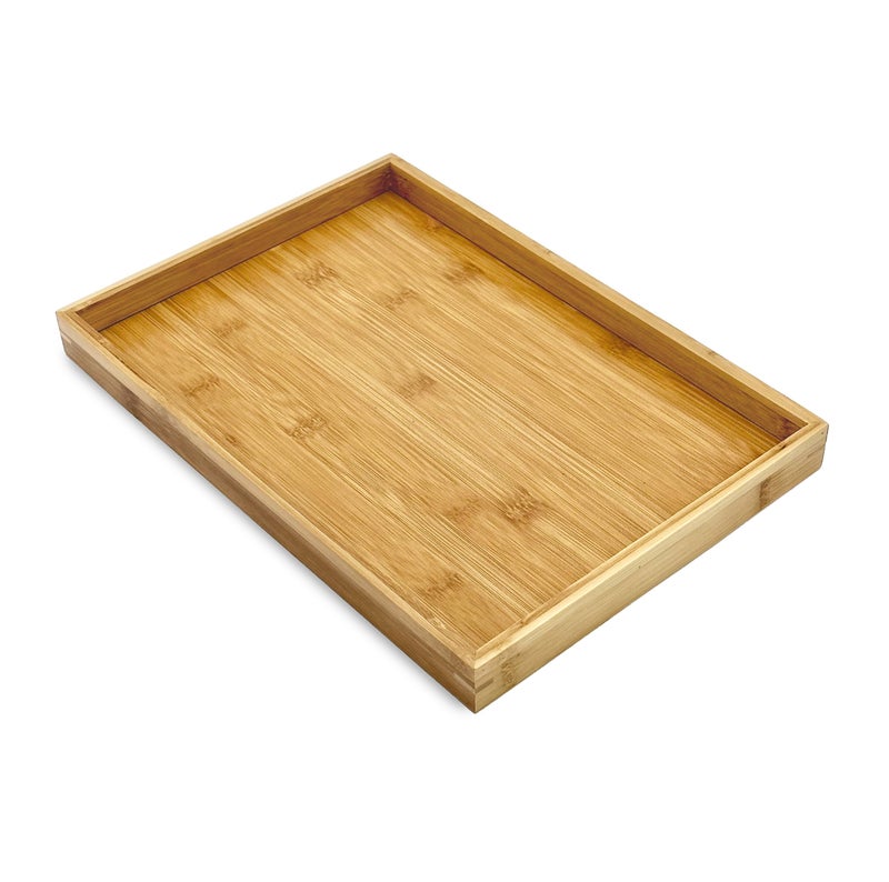 Bamboo Bam & Boo - Natural Bamboo Serving Tray Modern Rectangular - for Food  Drinks  Decor  Vanity in Home  Kitchen  Bathroom  Coffee Table  Bed(Medium  13  x 9"" x 1.2"") - Image 1