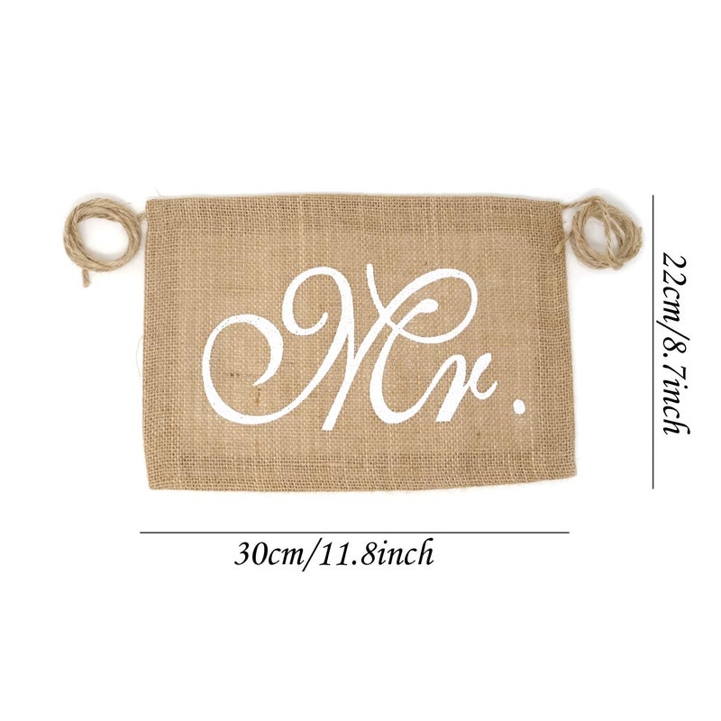 HONBAY "Honbay Mr and Mrs Chair Burlap Chair Banner Bride & Groom Chair Signs Garland for Vintage Rustic Wedding Decorations, Engagement Party Supplies" - Image 2