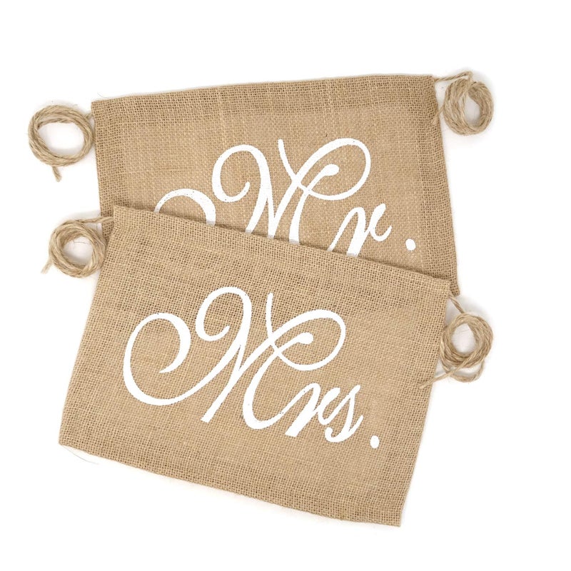 HONBAY "Honbay Mr and Mrs Chair Burlap Chair Banner Bride & Groom Chair Signs Garland for Vintage Rustic Wedding Decorations, Engagement Party Supplies" - Image 3