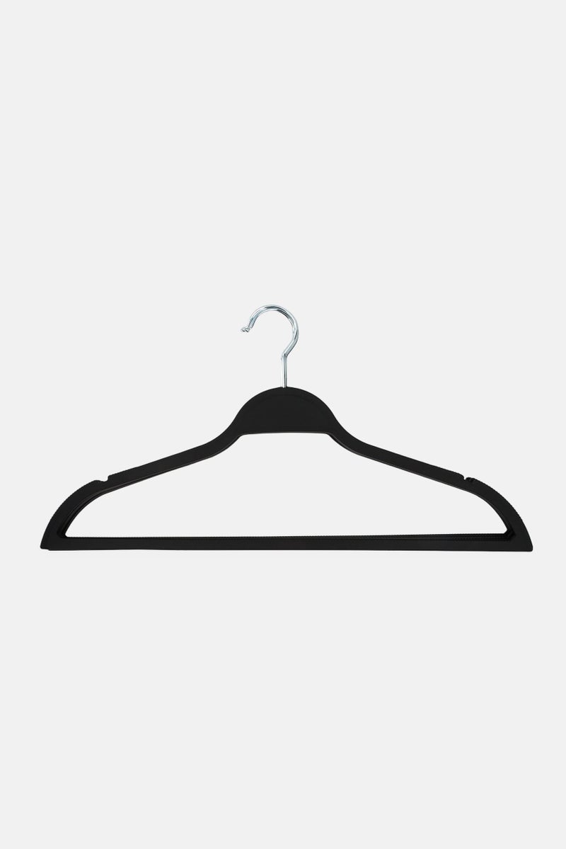 LIFESTYLE 5 Pack Non Slip Rubber Coated Hangers, Black - Image 2