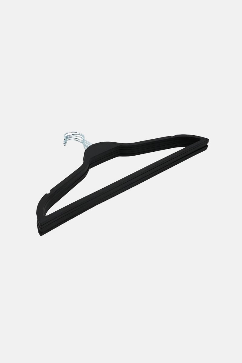 LIFESTYLE 5 Pack Non Slip Rubber Coated Hangers, Black - Image 1