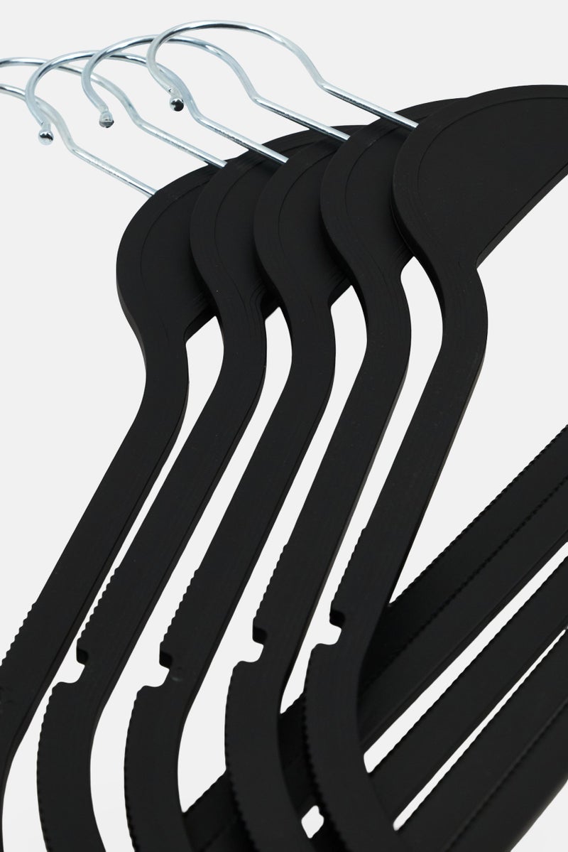 LIFESTYLE 5 Pack Non Slip Rubber Coated Hangers, Black - Image 3