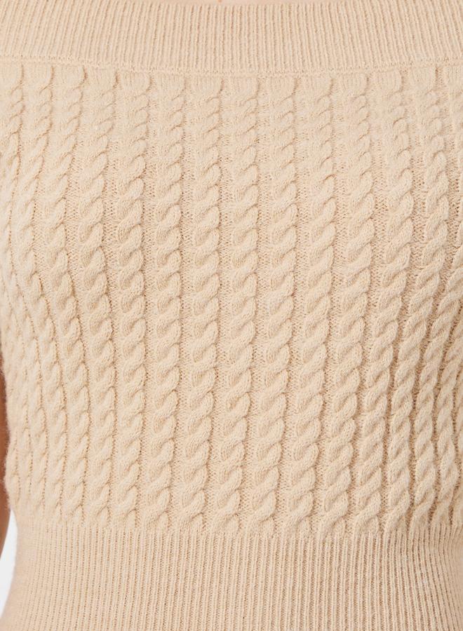 ستايلي فستان ميدي سويتر بتفاصيل محبوكة وأكمام قصيرة - Image 4