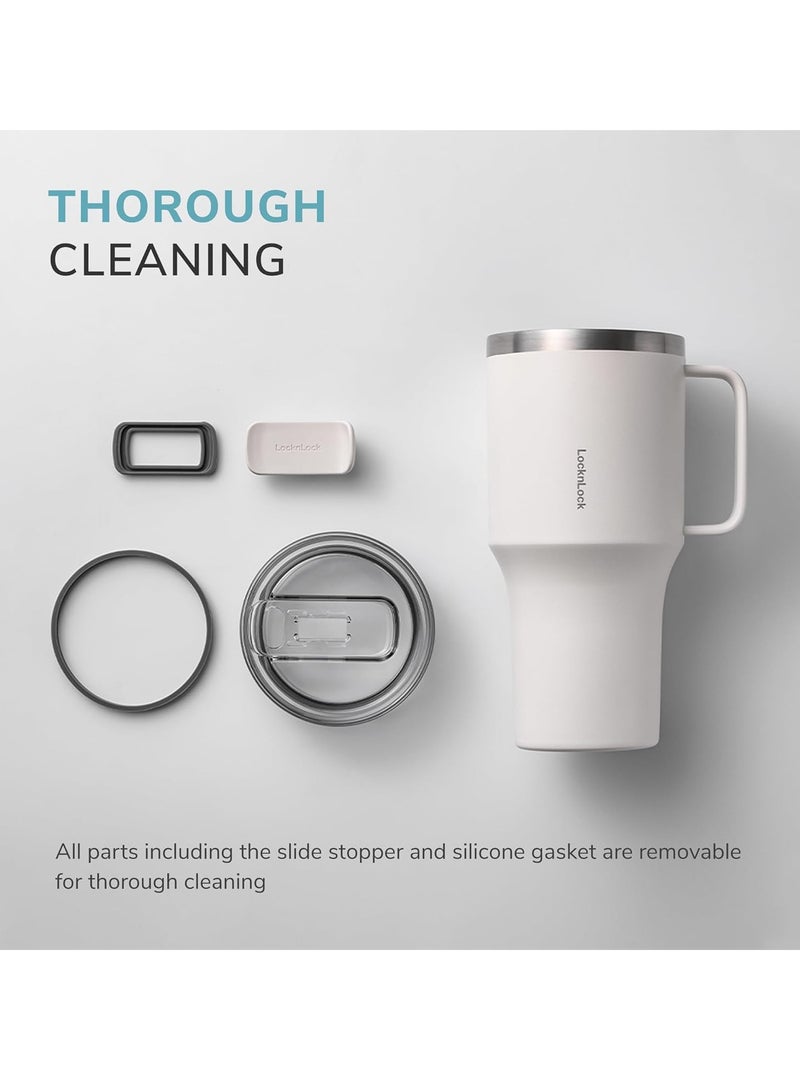 LocknLock كوب لوكن لوك ميترو كينغ 820 مل عبوة من اثنين – أكواب ستانلس ستيل معزولة خالية من BPA مع مقابض وأغطية مقاومة للتسرب للمشروبات الساخنة والباردة - Image 2